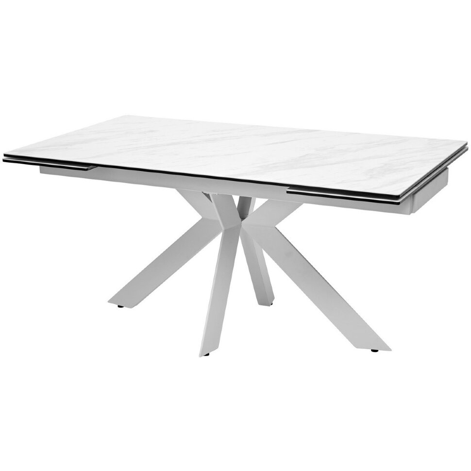 Стол BELLUNO 160 MARBLES KL-99 Белый мрамор матовый, итальянская керамика/ белый каркас, ®DISAUR Стол BELLUNO 160 MARBLES KL-99 Белый мрамор матовый, итальянская керамика/ белый каркас, ®DISAUR