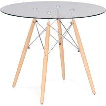 Стол стеклянный PT-151 80х80х76 clear glass / wood