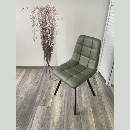 Стул CHILLI SQUARE HK017-22 серо-эвкалиптовый, PU/ черный каркас М-City 