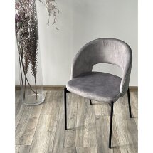 Стул AGNES PK6015-03 (VBP203) античный серебристо-серый / TRF-08 теплый серый, черный каркас М-City