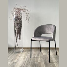 Стул AGNES PK6015-03 (VBP203) античный серебристо-серый / TRF-08 теплый серый, черный каркас М-City