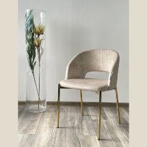Стул AGNES PK6015-06 (VBP206) античный светло-бежевый / TRF-11 светло-бежевый, золотой каркас М-City