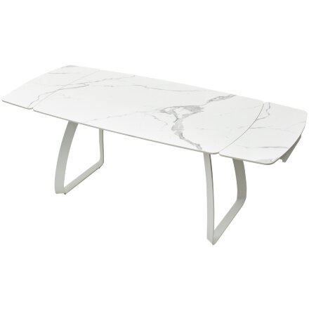 Стол LUGO 140 GLOSS STATUARIO WHITE SINTERED STONE/ WHITE М-City 
