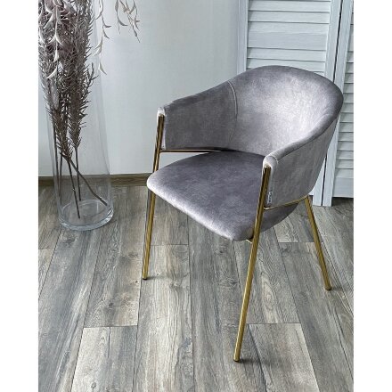 Стул DILL PK6015-03 (VBP203) античный серебристо-серый/ золотой каркас, М-City 