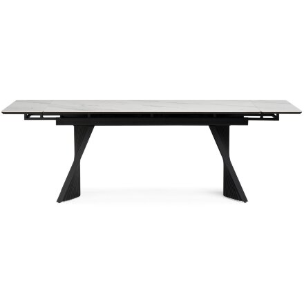 Керамический стол Вейв 160(220)х89х75 белый мрамор snow white / черный 