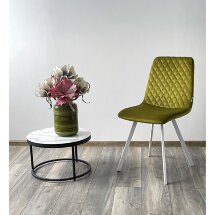Стул DAIQUIRI BLUVEL-75 OLIVA / белый каркас, велюр М-City