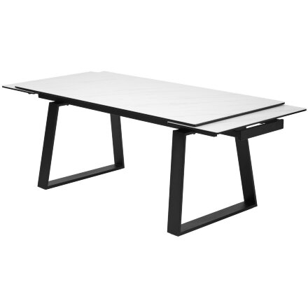 Стол VASTO 200 MARBLES KL-99 Белый мрамор матовый, итальянская керамика/ черный каркас, ®DISAUR 