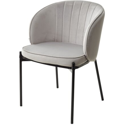 Стул DIANA BLUVEL-03 LIGHT GREY, велюр / черный каркас М-City 