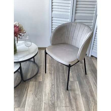 Стул DIANA BLUVEL-03 LIGHT GREY, велюр / черный каркас М-City 