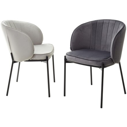 Стул DIANA BLUVEL-03 LIGHT GREY, велюр / черный каркас М-City 