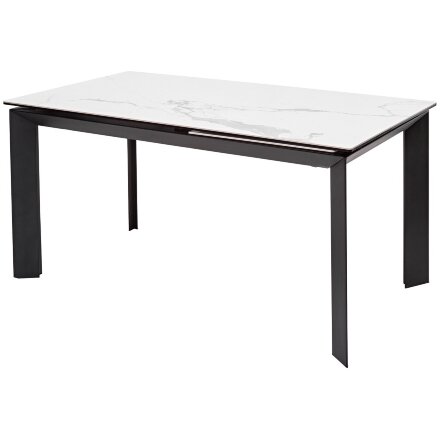Стол CREMONA 140 MATTE STATUARIO Белый мрамор матовый, керамика/ черный каркас, ®DISAUR 