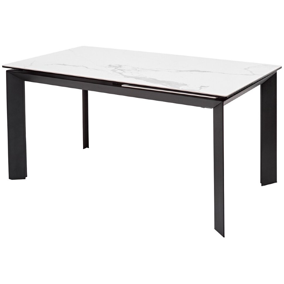 Стол CREMONA 140 MATTE STATUARIO Белый мрамор матовый, керамика/ черный каркас, ®DISAUR Стол CREMONA 140 MATTE STATUARIO Белый мрамор матовый, керамика/ черный каркас, ®DISAUR