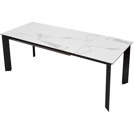 Стол CREMONA 140 MATTE STATUARIO Белый мрамор матовый, керамика/ черный каркас, ®DISAUR 
